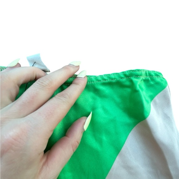 Topshop Wide Stripe Maxi Skirt Neon Green Cream Size 2 NWT - Picture 2 of 11